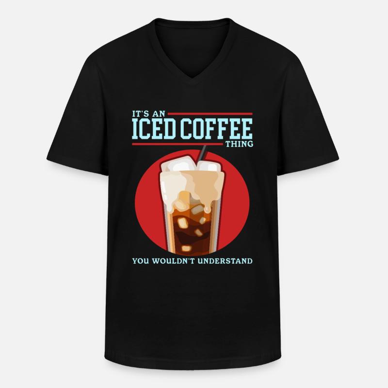 Eiskaffee Iced Coffee Kaffee Geschenk - Männer-T-Shirt mit V-Ausschnitt - Schwarz