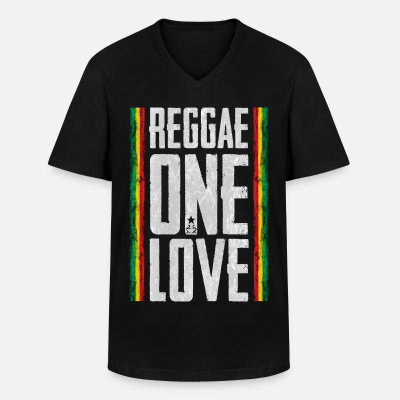 Reggae Liebe Design mit Fahne - Männer-T-Shirt mit V-Ausschnitt - Schwarz