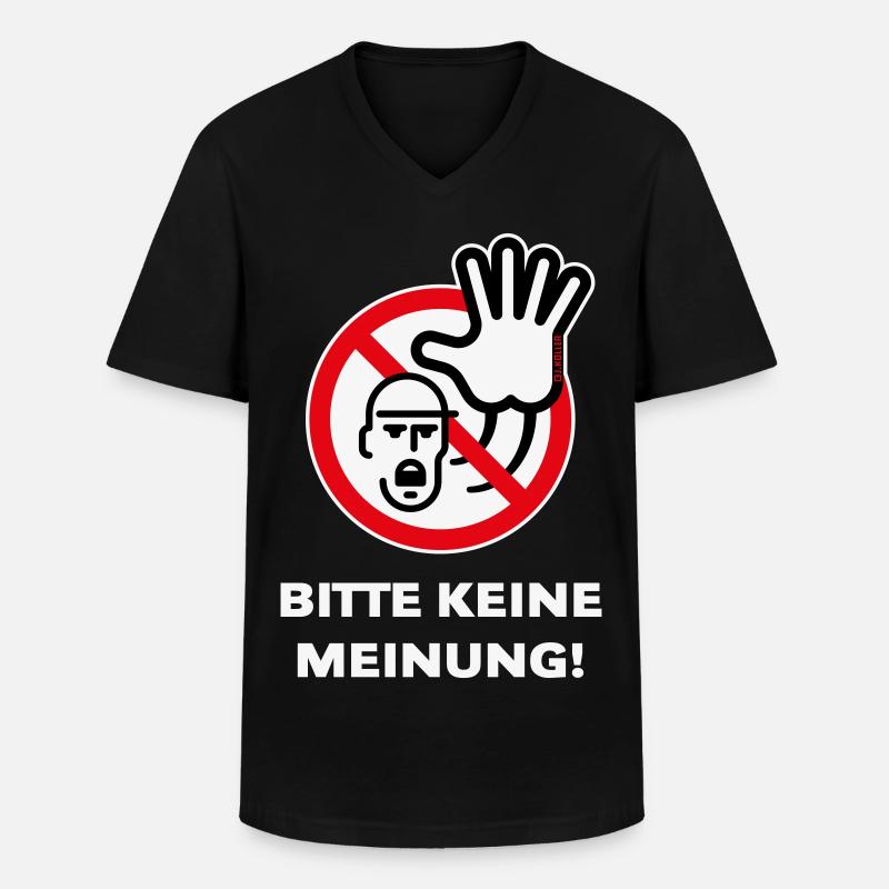 Bitte Keine Meinung! (Warnzeichen Warnschild / 3C) - Männer-T-Shirt mit V-Ausschnitt - Schwarz