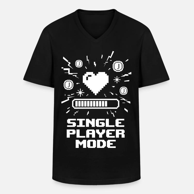 Single Player Mode Gamer Herz - Männer-T-Shirt mit V-Ausschnitt - Schwarz