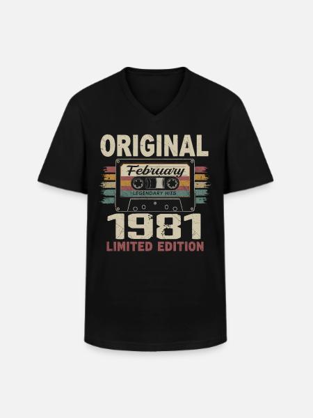 February 1981, February 1981 Birthday Gift - Men's V-Neck T-Shirt - black