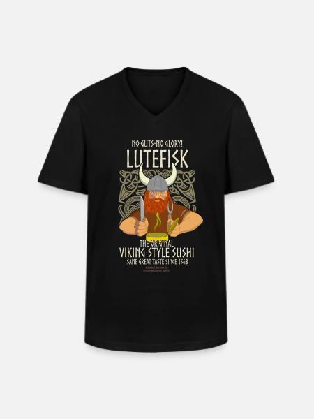 Lutefisk Viking Sushi - Men's V-Neck T-Shirt - black