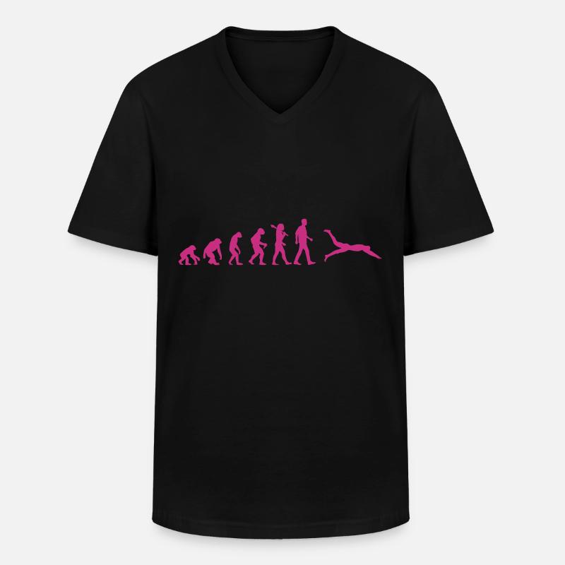 Schwimmer Evolution - Männer-T-Shirt mit V-Ausschnitt - Schwarz