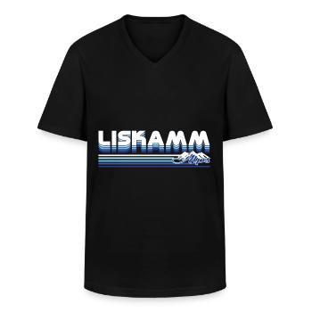 Liskamm – The guardian of the Monte Rosa massif - Men's V-Neck T-Shirt - black - Front - AI Model Male 178 dark (178cm)
