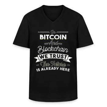 IN BITCOIN WE TRUST - Men's V-Neck T-Shirt - black - Front - AI Model Male 178 dark (178cm)