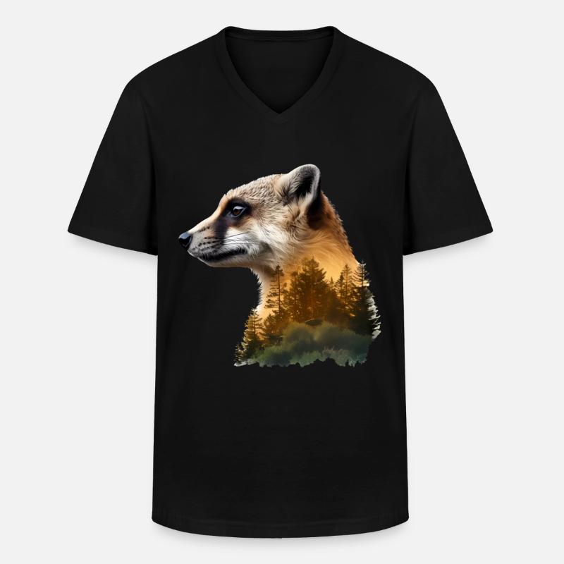 Erdmännchen - Männer-T-Shirt mit V-Ausschnitt - Schwarz