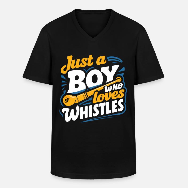 Tin Whistle - Männer-T-Shirt mit V-Ausschnitt - Schwarz