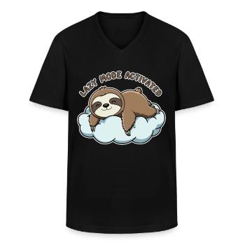Sleeping Sloth - Men's V-Neck T-Shirt - black - Front - AI Model Male 178 dark (178cm)