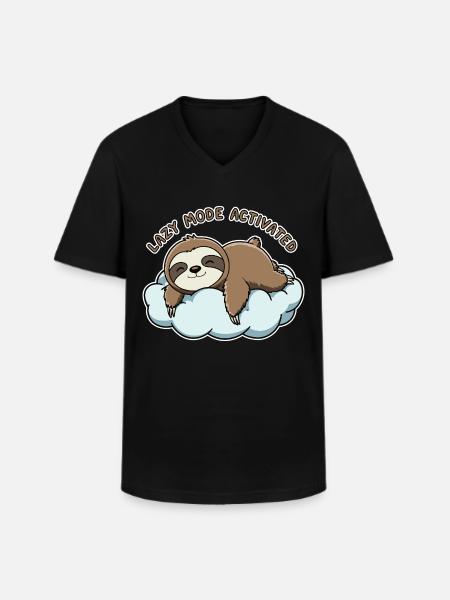 Sleeping Sloth - Men's V-Neck T-Shirt - black