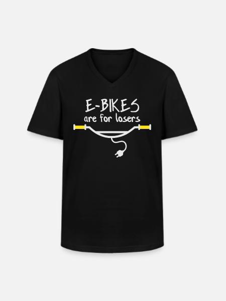 E-Bikes are for losers - Men's V-Neck T-Shirt - black