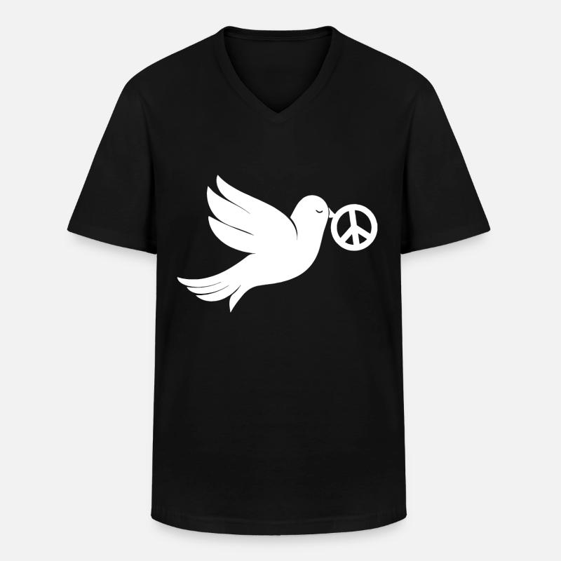 Friedenstaube Peacezeichen - Männer-T-Shirt mit V-Ausschnitt - Schwarz