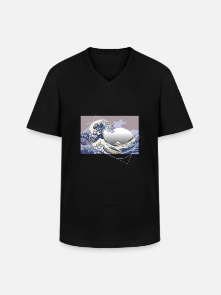 Hokusai Meets Fibonacci - Men's V-Neck T-Shirt - black