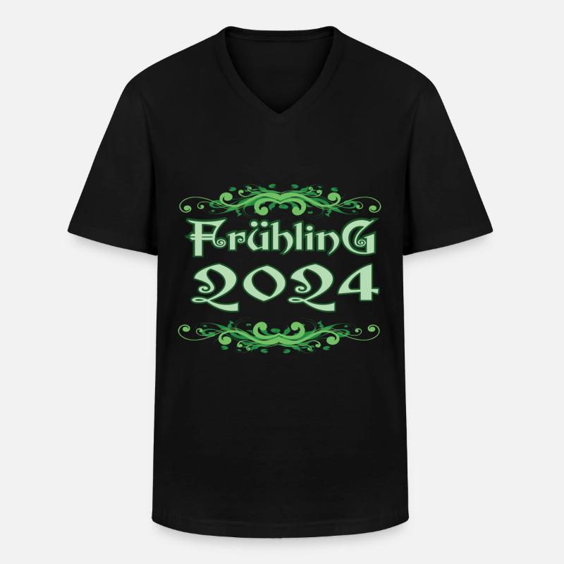 Frühling 2024 Design - Männer-T-Shirt mit V-Ausschnitt - Schwarz