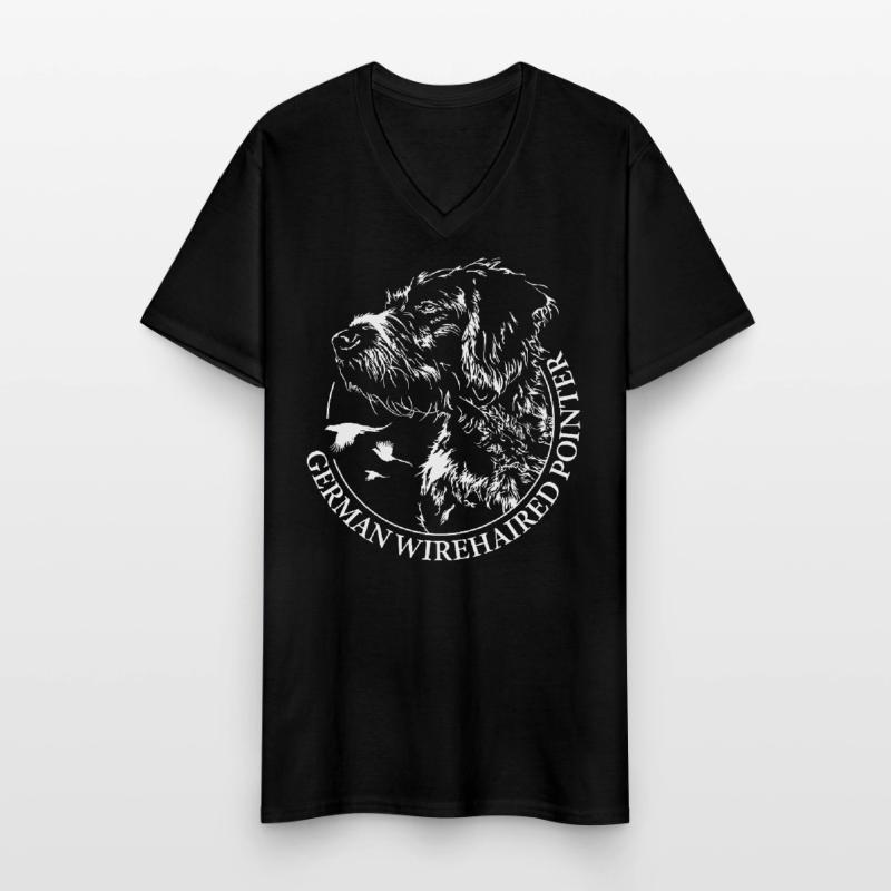 German Wirehaired Pointer Jagdhunde Wilsigns Männer-T-Shirt mit V-Ausschnitt