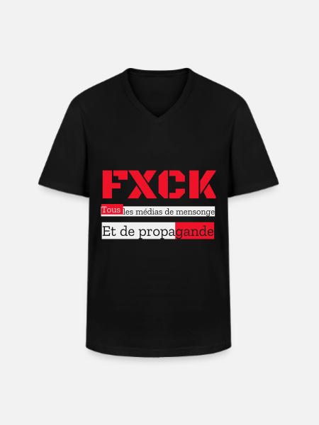 FXCK Les médias - T-shirt col V Homme - noir