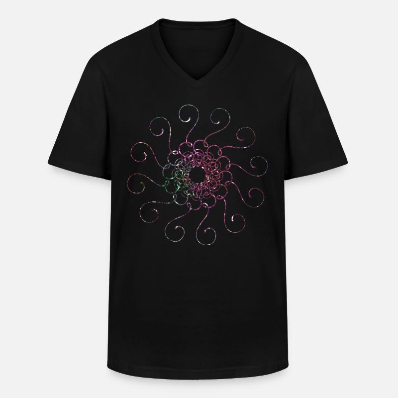 Mandala Glitzer - Männer-T-Shirt mit V-Ausschnitt - Schwarz