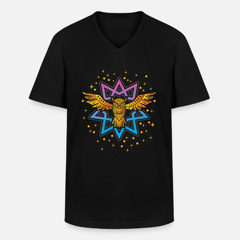 Eule Boho Gold Symbol - Männer-T-Shirt mit V-Ausschnitt - Schwarz