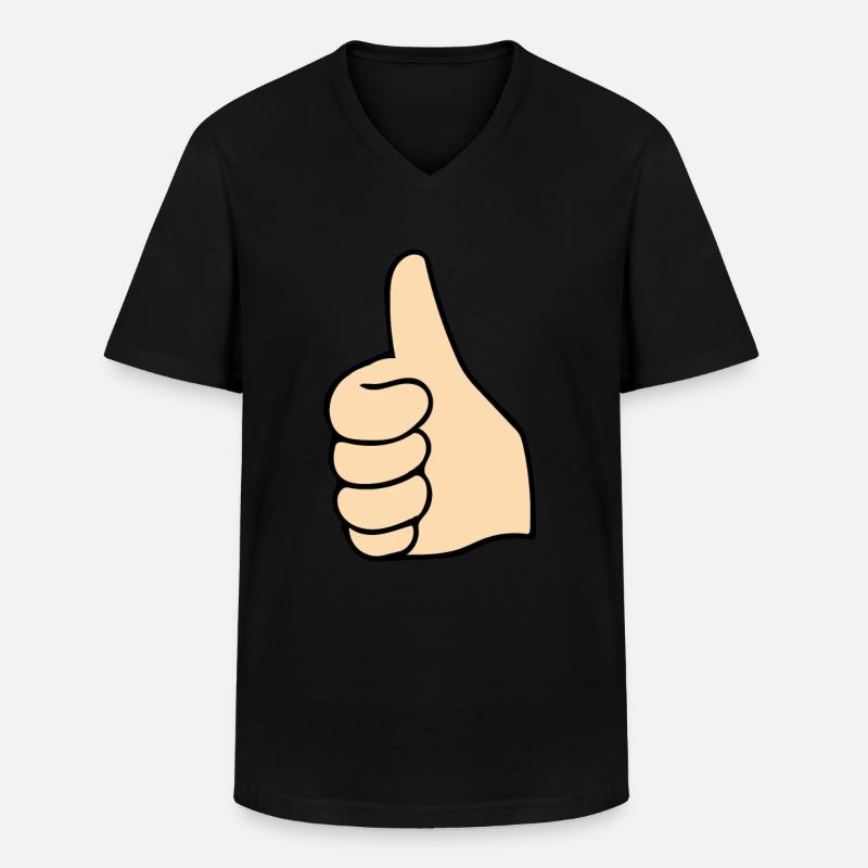 Daumen hoch - Männer-T-Shirt mit V-Ausschnitt - Schwarz