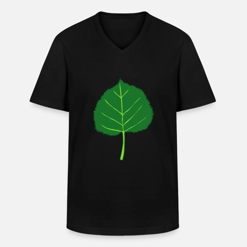 Linde - Baum - Blatt - Männer-T-Shirt mit V-Ausschnitt - Schwarz