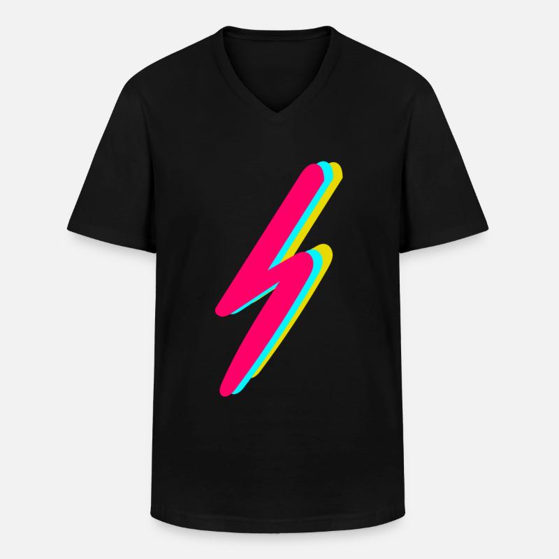 Blitz - Männer-T-Shirt mit V-Ausschnitt - Schwarz