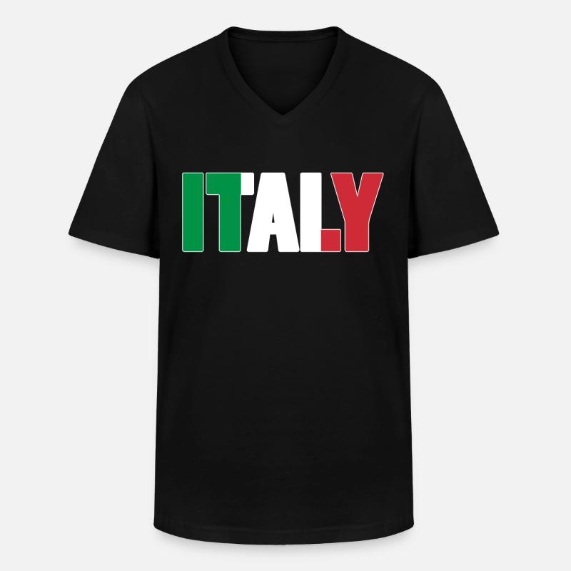 Italien - Männer-T-Shirt mit V-Ausschnitt - Schwarz