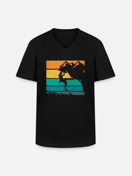 Mountaineer climbing - Men's V-Neck T-Shirt - black