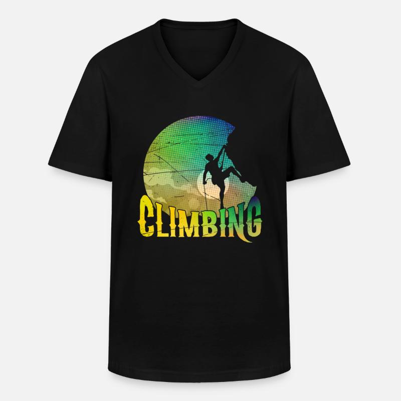 Klettern Kletterer - Männer-T-Shirt mit V-Ausschnitt - Schwarz