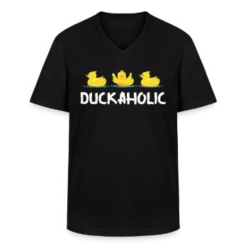 Canards d'élevage de canards en caoutchouc - T-shirt col V Homme - noir - Devant - AI Model Male 178 dark (178cm)