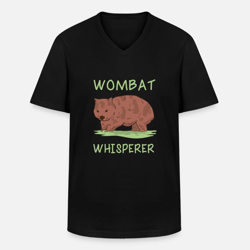 Wombat - Männer-T-Shirt mit V-Ausschnitt - Schwarz