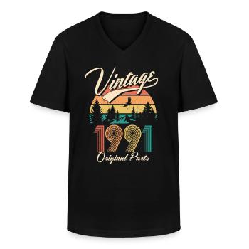 Vintage 1991 30e anniversaire cadeau de trente ans - T-shirt col V Homme - noir - Devant - AI Model Male 178 dark (178cm)