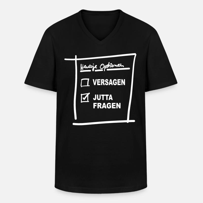Jutta Fragen - Männer-T-Shirt mit V-Ausschnitt - Schwarz