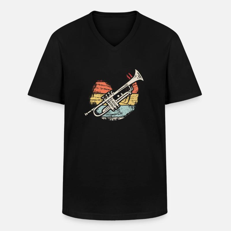 Trompete - Männer-T-Shirt mit V-Ausschnitt - Schwarz