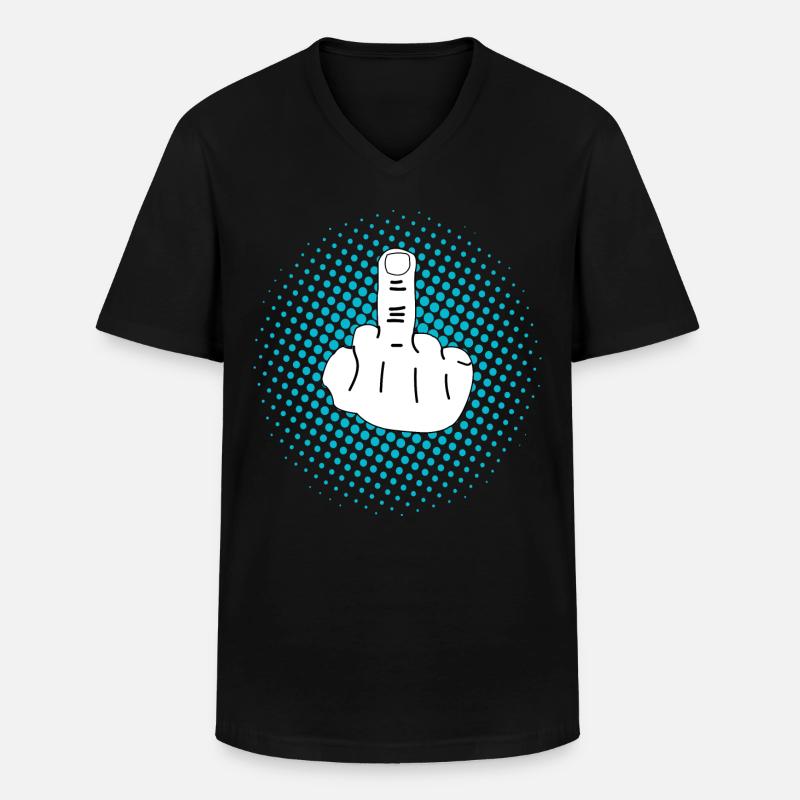 Mittelfinger Design - Männer-T-Shirt mit V-Ausschnitt - Schwarz