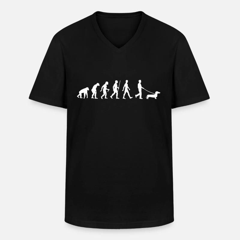 Dachshund Evolution Dachshund Dachshund - Men's V-Neck T-Shirt - black