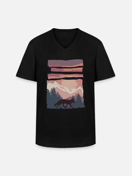Fox Forest Animal Gift - Men's V-Neck T-Shirt - black