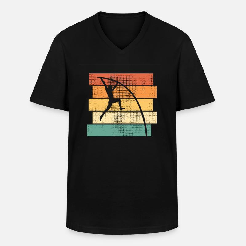 Stabhochsprung Leichtathletik Retro - Männer-T-Shirt mit V-Ausschnitt - Schwarz
