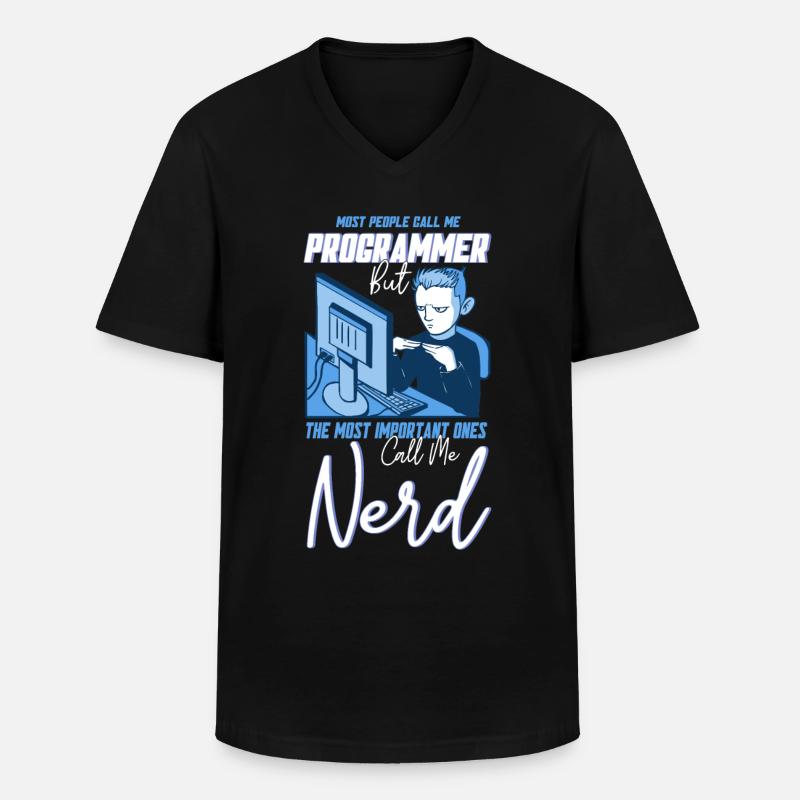 Softwareentwickler Computerfreak Programmierer - Männer-T-Shirt mit V-Ausschnitt - Schwarz