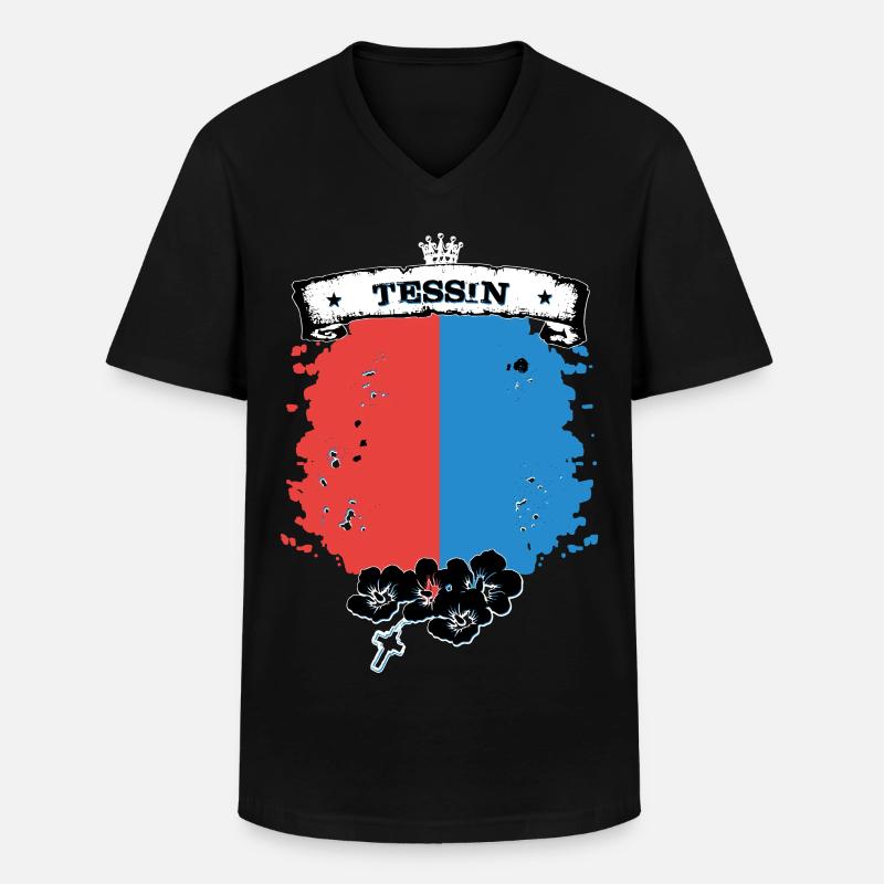 Tessin - Männer-T-Shirt mit V-Ausschnitt - Schwarz
