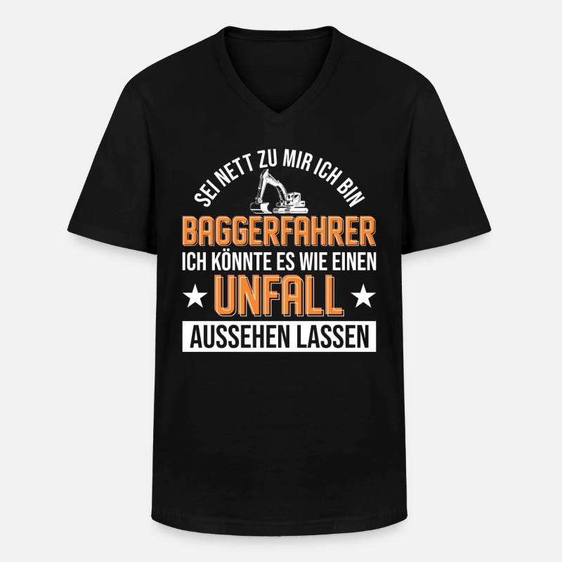 Baggerfahrer Unfall Bagger Geschenk - Männer-T-Shirt mit V-Ausschnitt - Schwarz