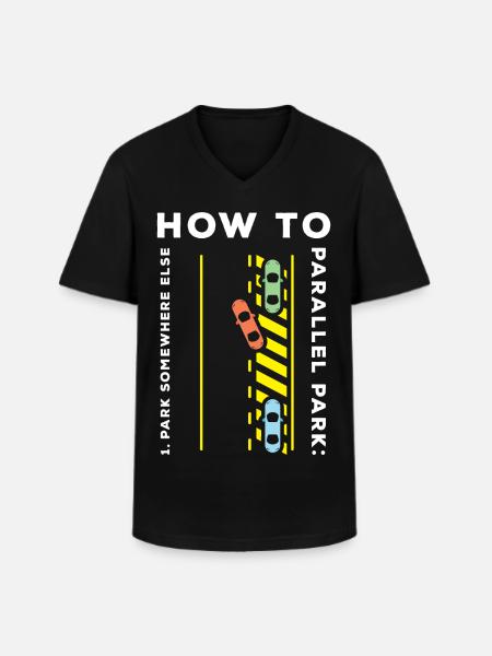 Auto stationnement Auto-école - T-shirt col V Homme - noir