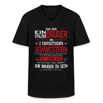 Stolzer Bruder - 2 Schwestern - Männer-T-Shirt mit V-Ausschnitt - Schwarz - Vorne - AI Model Male 178 dark (178cm)
