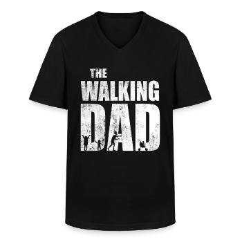 The walking dog - Hund zieht beim Gassi gehen - Männer-T-Shirt mit V-Ausschnitt - Schwarz - Vorne - AI Model Male 178 dark (178cm)