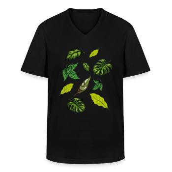 Plantes d’intérieur Plantes Feuilles - T-shirt col V Homme - noir - Devant - AI Model Male 178 dark (178cm)