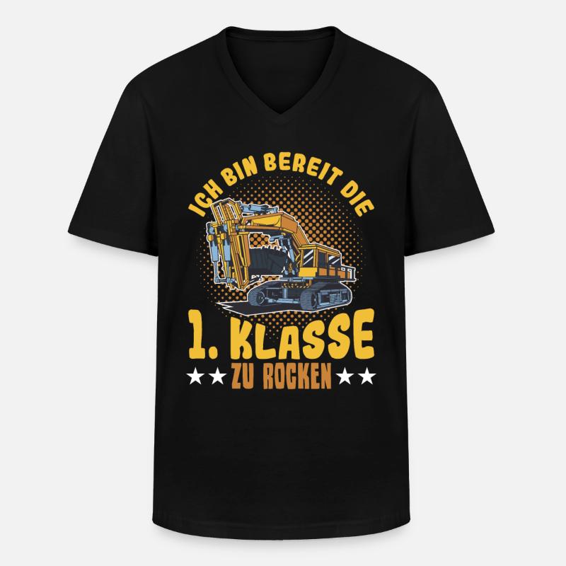 Bagger Schulbeginn Schulanfänger Schulkind - Männer-T-Shirt mit V-Ausschnitt - Schwarz