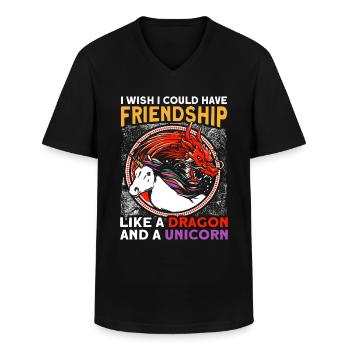 Friendship Dragon Unicorn Unicorn Lover - Men's V-Neck T-Shirt - black - Front - AI Model Male 178 dark (178cm)