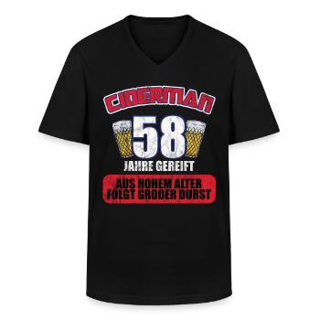 Ciderman 58 Jahre Geburtstag Apfelwein Äppelwoi - Männer-T-Shirt mit V-Ausschnitt - Schwarz - Vorne - AI Model Male 178 dark (178cm)