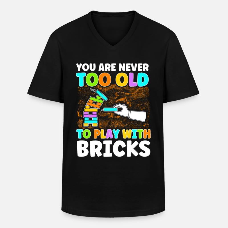 Baustein Klemmbaustein Baustein - Männer-T-Shirt mit V-Ausschnitt - Schwarz