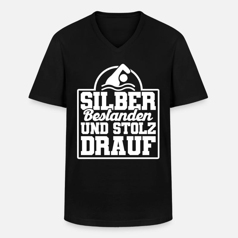Silber Schwimmer Prüfung Silber Schwimmabzeichen - Männer-T-Shirt mit V-Ausschnitt - Schwarz