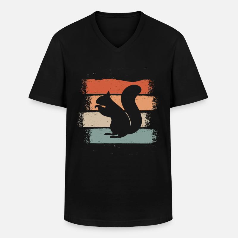 Eichhörnchen Baumhörnchen Retro - Männer-T-Shirt mit V-Ausschnitt - Schwarz