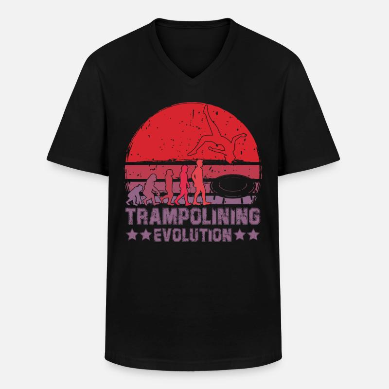 Evolution des Trampolinspringens - Männer-T-Shirt mit V-Ausschnitt - Schwarz